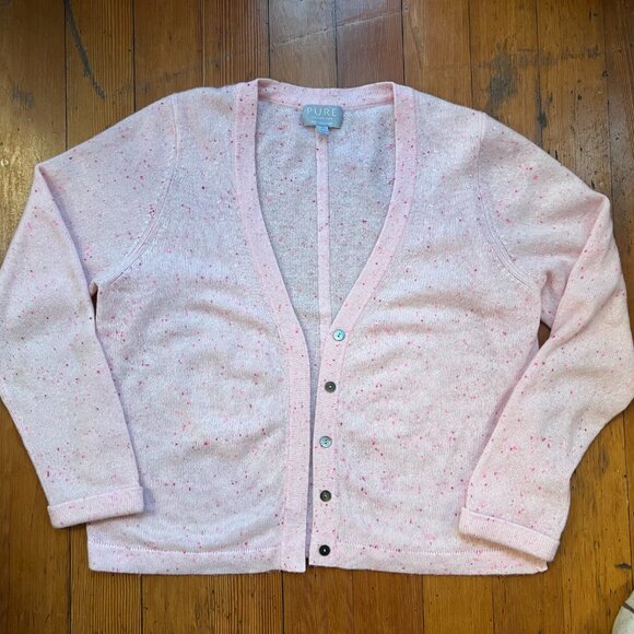 Pure Collection 100% Cashmere Pink Cardigan Size XL (14/16) - Picture 1 of 3
